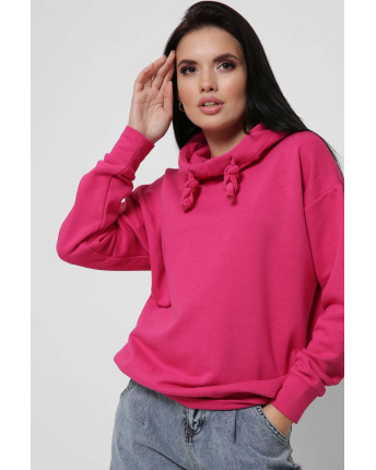 Модное женское худи с принтом цвет малина 36874, Цвет: Малина, Размер: XS