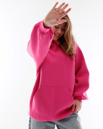 Жіночий худі oversize малина на флісі 53324, Колір: Малина, Розмір: XS