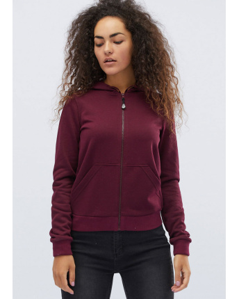 Женская спортивная кофта на молнии, марсала 31706, Цвет: Бургунди, Размер: XS