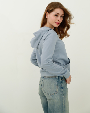 Женская спортивная кофта на молнии, серо-голубой 31707, Цвет: Голубой, Размер: XS