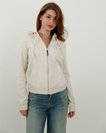 Женская спортивная кофта на молнии, бежевый 31708, Цвет: Бежевый, Размер: XS