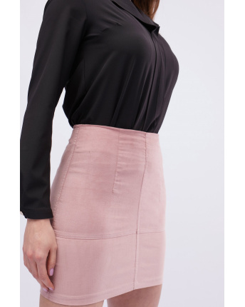 Юбка женская велюровая мини облегающая Carica UB-3236-25 58094, Цвет: Пудровый, Размер: XS