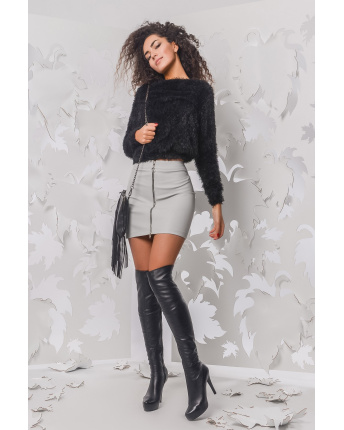 Спідниця жіноча з екошкіри на блискавці Carica UB-3051-4 58073, Колір: Сірий, Розмір: XS