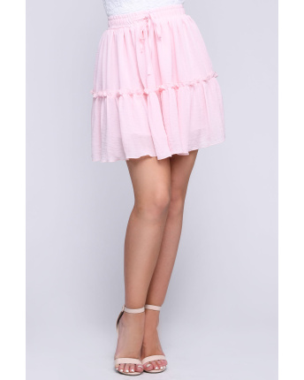 Спідниця жіноча міні на резинці з рюшами Carica UB-3056-15 58077, Колір: Рожевий, Розмір: XS