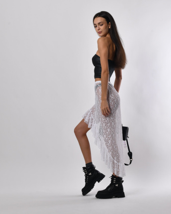 Юбка женская гипюровая асимметричная Rica Rossa RR-32003-3 58114, Цвет: Белый, Размер: M-L, изображение 3