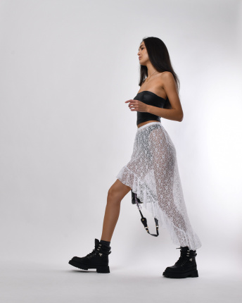 Юбка женская гипюровая асимметричная Rica Rossa RR-32003-3 58114, Цвет: Белый, Размер: M-L, изображение 6