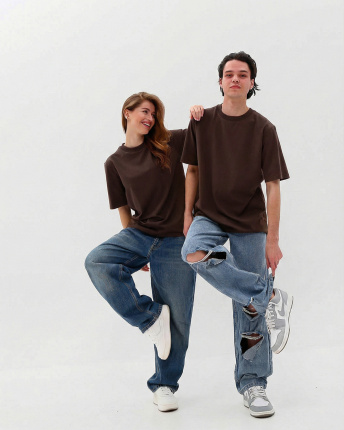 Футболка унісекс базова oversize CRC FP-133-26 57828, Колір: Коричневий, Розмір: S