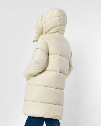Зимовий молочний пуховик для дівчинки на екопуху 56149, Колір: Молочний, Розмір: 116, зображення 7