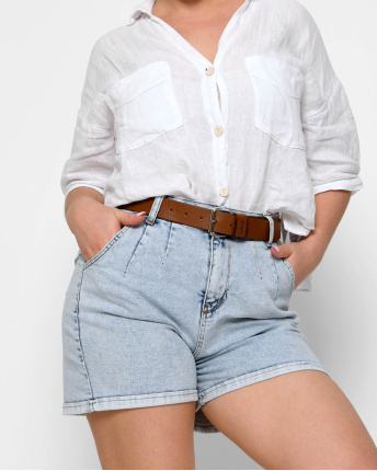 Джинсовые мини-шорты 48535, Цвет: Голубой, Размер: 32