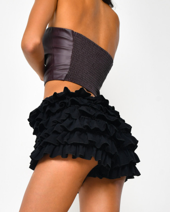 Чорні шорти з рюшами 56279, Колір: Чорний, Розмір: XS