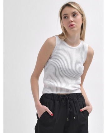 Жіноча біла в'язана майка 55978, Колір: Білий, Розмір: ONE SIZE