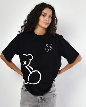 Футболка женская с принтом Teddy Bear CRC 26059-8 59644, Цвет: Черный, Размер: XS