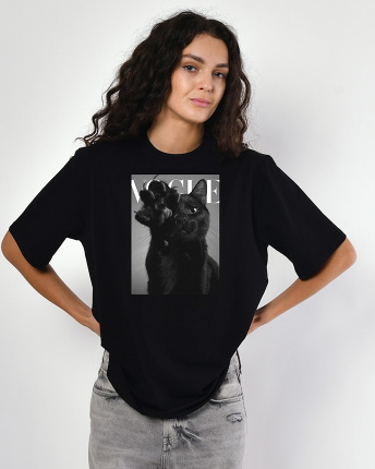 Футболка женская с принтом Vogue Kitty CRC 26061-8 59648, Цвет: Черный, Размер: XS