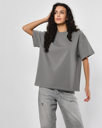 Футболка жіноча oversize Premium CRC FP-140-4 59450, Колір: Сірий, Розмір: M