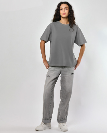 Футболка женская oversize Premium CRC FP-140-4 59450, Цвет: Серый, Размер: M, изображение 3