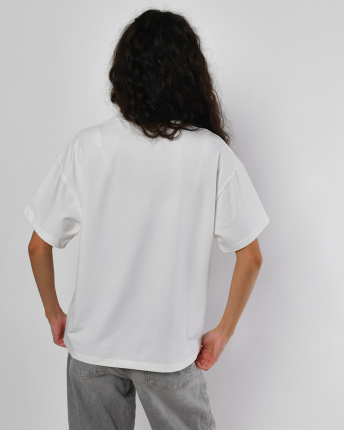 Футболка жіноча oversize Premium CRC FP-140-3 59447, Колір: Молочний, Розмір: XS, зображення 4