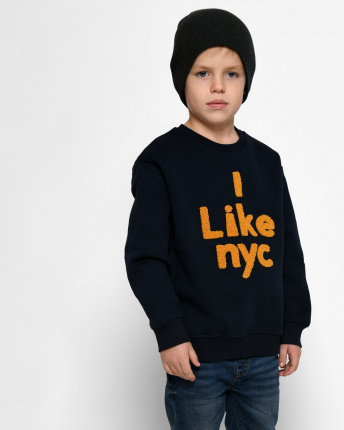 Підлітковий світшот з вишивкою "I like NYC" 52544, Колір: Синій, Розмір: 152