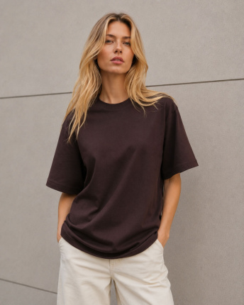 Футболка унисекс базовая oversize Premium CRC FP-233-26 59412, Цвет: Коричневый, Размер: S