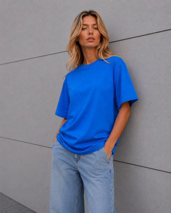 Футболка унисекс базовая oversize Premium CRC FP-233-21 55396, Цвет: Голубой, Размер: M