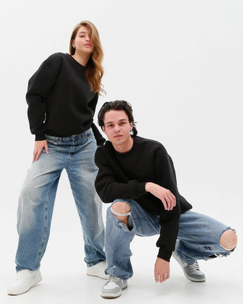 Чорний світшот унісекс oversize 55591, Колір: Чорний, Розмір: XS