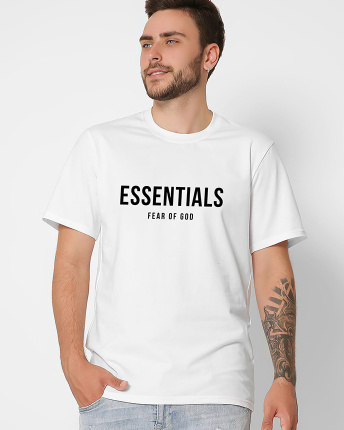 Футболка мужская с принтом Essentials CRC 16008-3 56331, Цвет: Белый, Размер: S