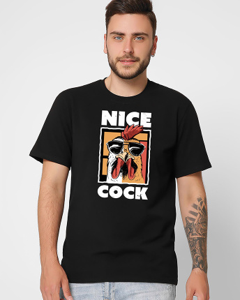 Футболка чоловіча з принтом Nice Cock CRC 16019-8 56353, Колір: Чорний, Розмір: S
