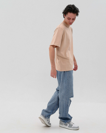 Футболка унісекс базова oversize Premium CRC FP-133-10 59436, Колір: Бежевий, Розмір: XS