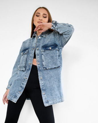 Джинсова куртка жіноча oversize Carica 6965-11 55166, Колір: Блакитний, Розмір: M