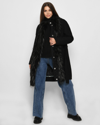 Пальто жіноче з хутром X-Woyz LS-8765-8 58317, Колір: Чорний, Розмір: S