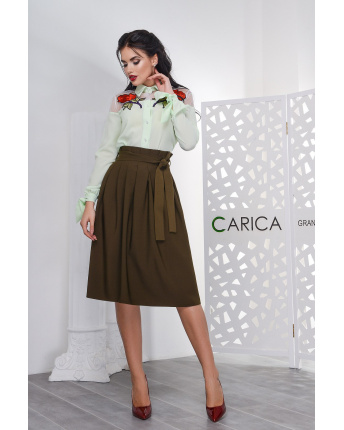 Спідниця жіноча міді Carica UB-3046-12 58070, Колір: Хакі, Розмір: XS