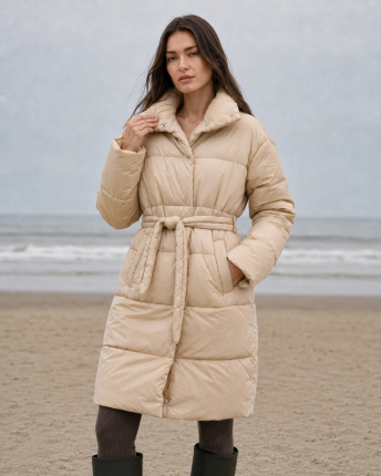Куртка-пальто женская стеганая X-Woyz LS-8931-13 55456, Цвет: Св. бежевый, Размер: S