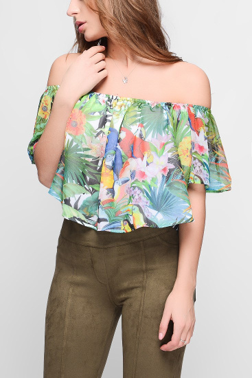 Блузка оверсайз із яскравим принтом 32949, Колір: Зелений, Розмір: M, зображення 2