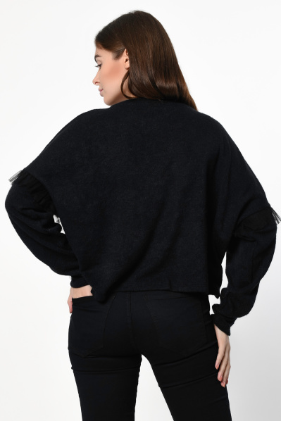Черный свитшот с рюшей 31824, Цвет: Черный, Размер: XS, изображение 4
