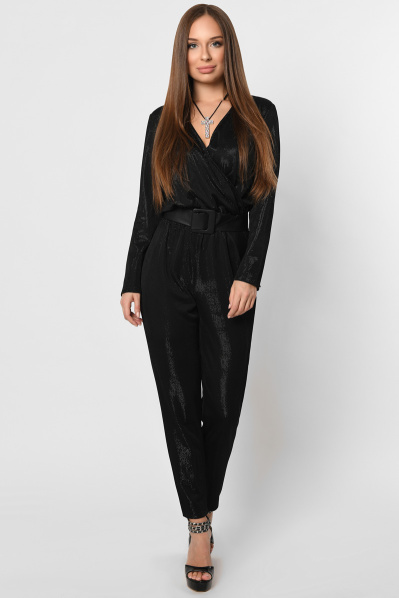 Праздничный черный женский комбинезон 36391, Цвет: Черный, Размер: XS, изображение 5