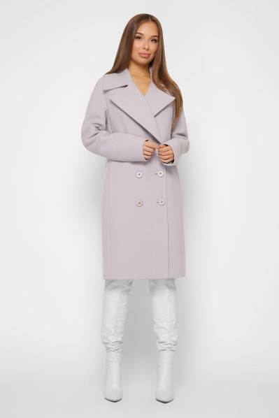 Двубортное женское пальто из кашемира цвет сирень 36636, Цвет: Лавандовый, Размер: XS, изображение 2