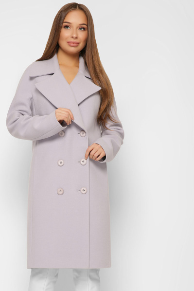 Двубортное женское пальто из кашемира цвет сирень 36636, Цвет: Лавандовый, Размер: XS, изображение 3