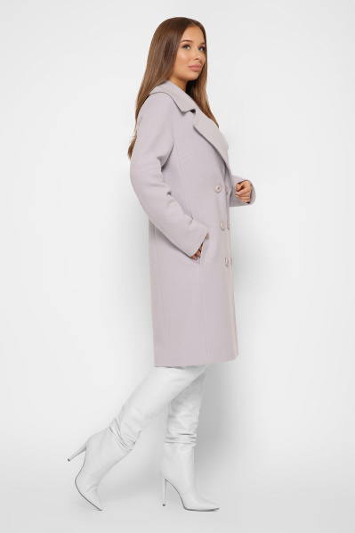 Двубортное женское пальто из кашемира цвет сирень 36636, Цвет: Лавандовый, Размер: XS, изображение 4