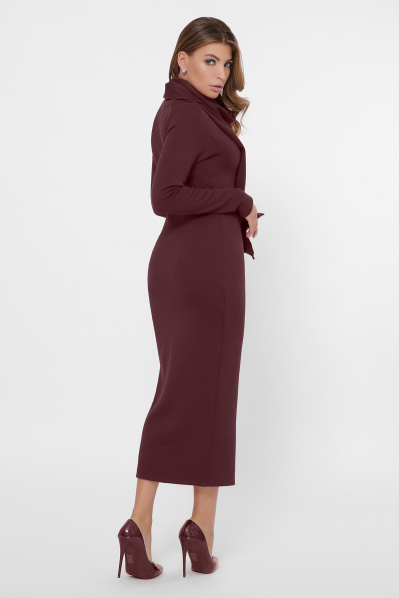 Уютное платье из ангоры с шарфом 36371, Цвет: Бургунди, Размер: XS, изображение 3