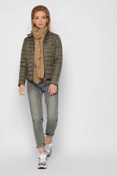 Оливковая приталенная куртка 36552, Цвет: Хаки, Размер: XS, изображение 3