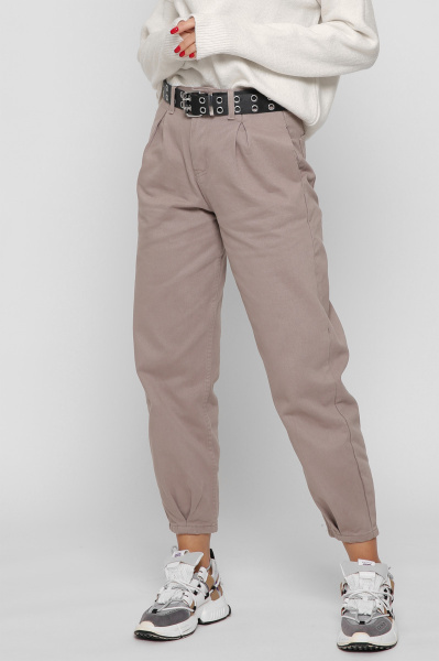 Широкие джинсы с высокой посадкой 38624, Цвет: Бежевый, Размер: 27, изображение 3