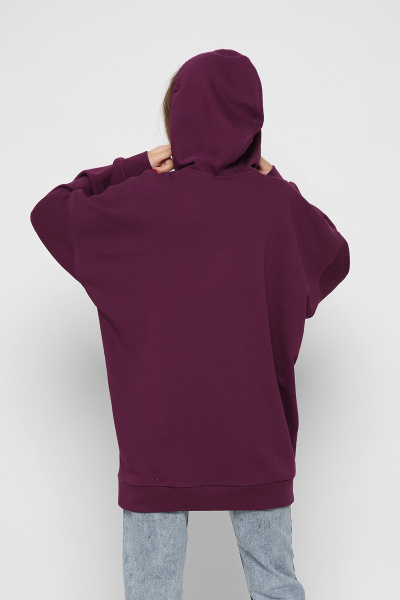 Женское фиолетовое худи оверсайз 38165, Цвет: Фиолетовый, Размер: XS, изображение 2