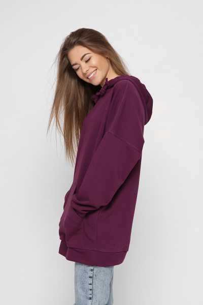 Женское фиолетовое худи оверсайз 38165, Цвет: Фиолетовый, Размер: XS, изображение 3
