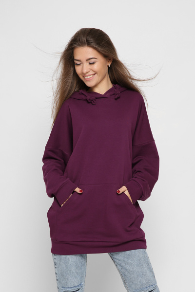 Женское фиолетовое худи оверсайз 38165, Цвет: Фиолетовый, Размер: XS, изображение 4
