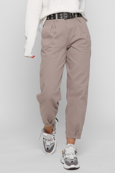 Широкие джинсы с высокой посадкой 38624, Цвет: Бежевый, Размер: 27, изображение 2