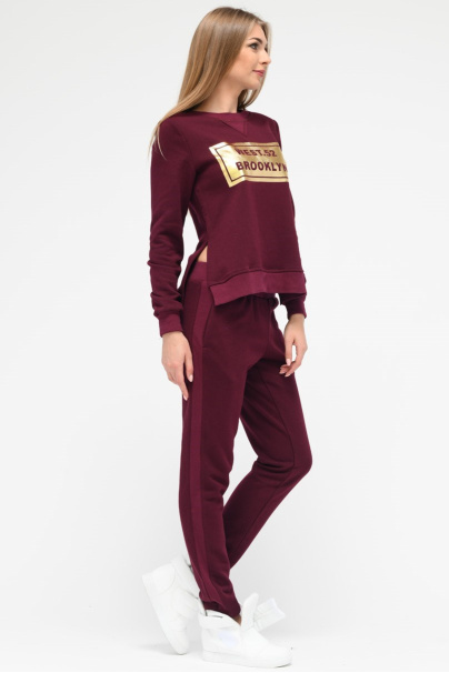 Спортивный костюм со свитшотом и брюками 28146, Цвет: Бургунди, Размер: S, изображение 2