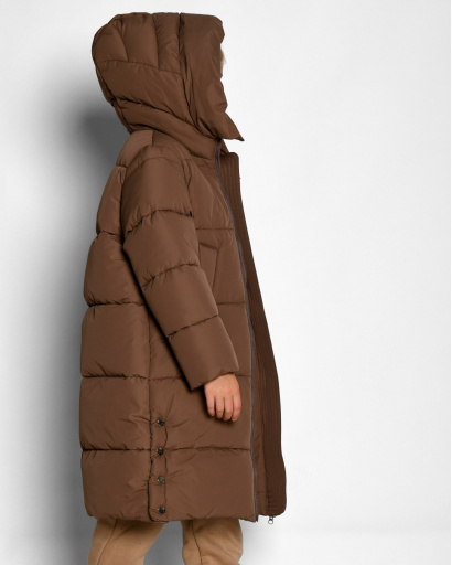 Пуховая коричневая куртка для девочек 55207, Цвет: Капучино, Размер: 116, изображение 3