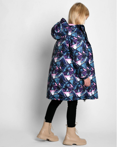 Детский синий с розовым оверсайз пуховик унисекс 55215, Цвет: Розовый, Размер: 158, изображение 2