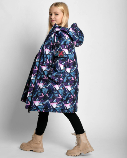 Детский синий с розовым оверсайз пуховик унисекс 55215, Цвет: Розовый, Размер: 158, изображение 4