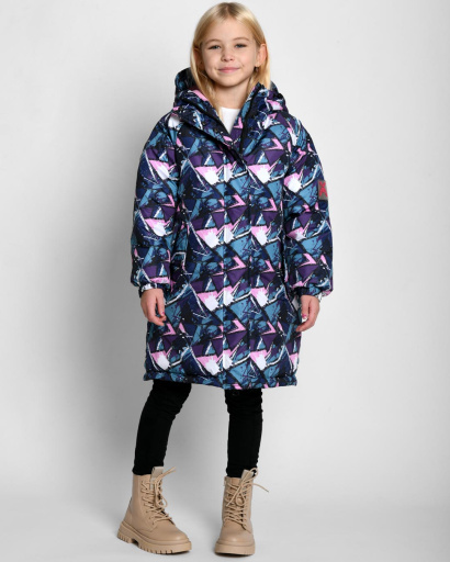 Детский синий с розовым оверсайз пуховик унисекс 55215, Цвет: Розовый, Размер: 158, изображение 6