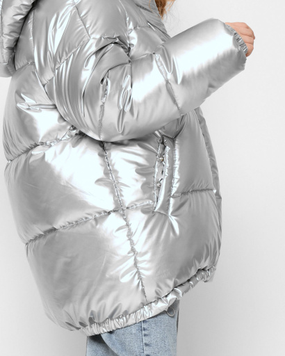 Серебряный пуховик для девочек 43450, Цвет: Серебрянный, Размер: 116, изображение 7